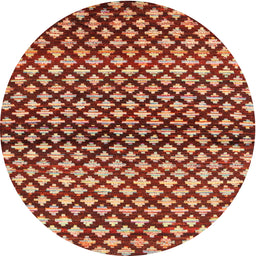 Round Machine Washable Contemporary Sunrise Orange Rug, wshcon695