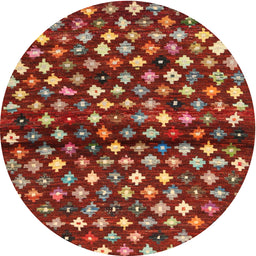Round Machine Washable Contemporary Rust Pink Rug, wshcon696