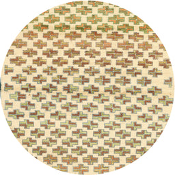 Round Machine Washable Contemporary Sun Yellow Rug, wshcon701