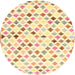 Round Contemporary Sand Brown Southwestern Rug, con702