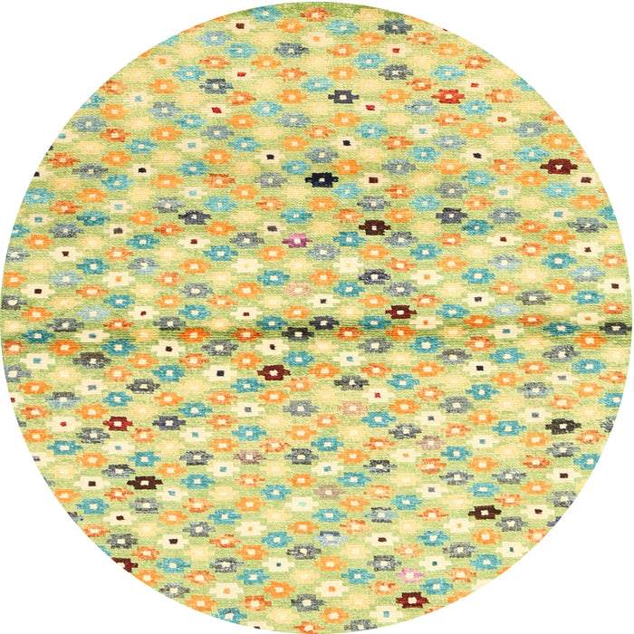 Round Contemporary Tea Green Southwestern Rug, con703
