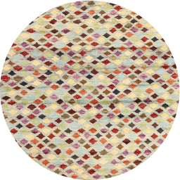 Round Machine Washable Contemporary Rust Pink Rug, wshcon706
