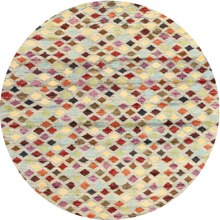 Round Machine Washable Contemporary Rust Pink Rug, wshcon706
