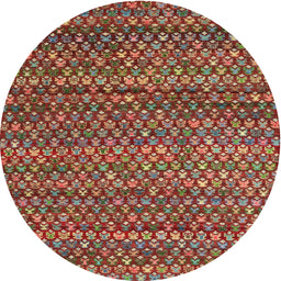 Round Contemporary Dark Almond Brown Modern Rug, con709