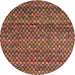 Round Contemporary Dark Almond Brown Modern Rug, con709