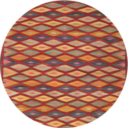 Round Machine Washable Contemporary Red Rug, wshcon717