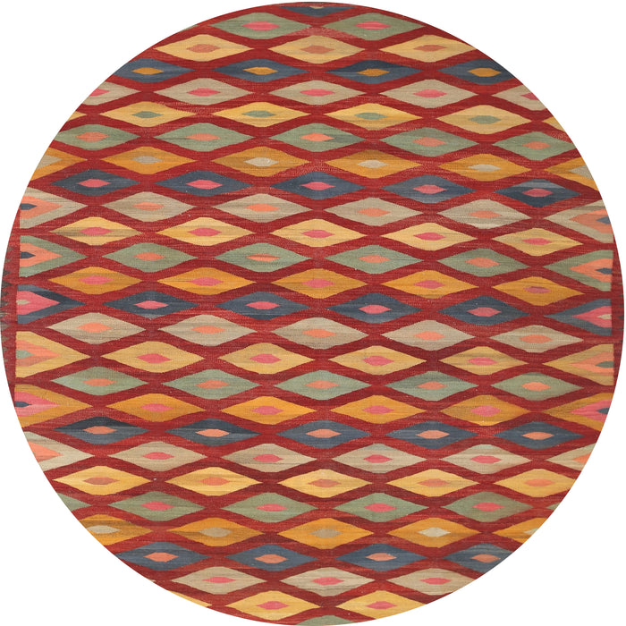 Round Contemporary Red Oriental Rug, con717