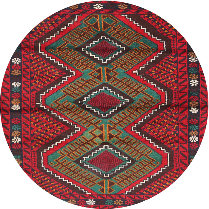 Round Contemporary Red Oriental Rug, con726