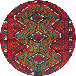 Round Machine Washable Contemporary Red Rug, wshcon726