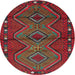 Round Machine Washable Contemporary Red Rug, wshcon726