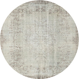 Round Machine Washable Contemporary Grey Gray Rug, wshcon731