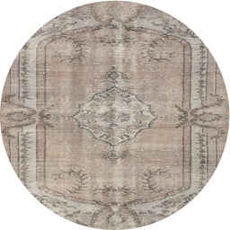 Round Contemporary Tan Brown Modern Rug, con734