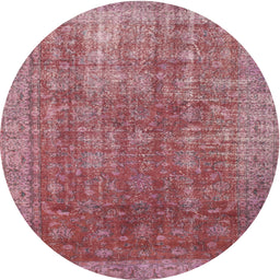 Round Contemporary Pale Violet Red Pink Persian Rug, con747