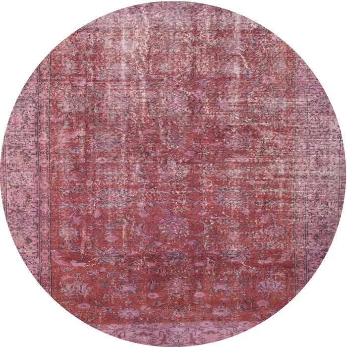 Round Contemporary Pale Violet Red Pink Persian Rug, con747