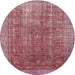 Round Machine Washable Contemporary Pale Violet Red Pink Rug, wshcon747