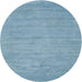 Round Machine Washable Contemporary Denim Blue Rug, wshcon74