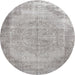 Round Machine Washable Contemporary Pale Silver Gray Rug, wshcon755