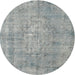 Round Machine Washable Contemporary Grey Gray Rug, wshcon756