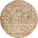 Round Contemporary Orange Brown Modern Rug, con759