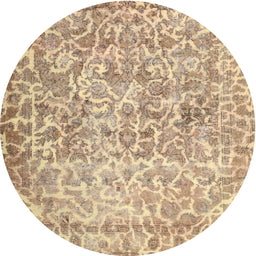 Round Machine Washable Contemporary Orange Brown Rug, wshcon759