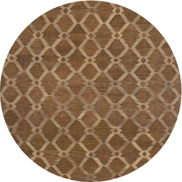 Round Machine Washable Contemporary Saddle Brown Rug, wshcon762