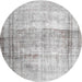 Round Machine Washable Contemporary Dark Gray Rug, wshcon763