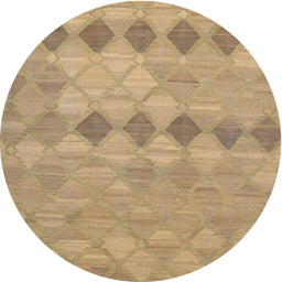 Round Contemporary Sand Brown Southwestern Rug, con766