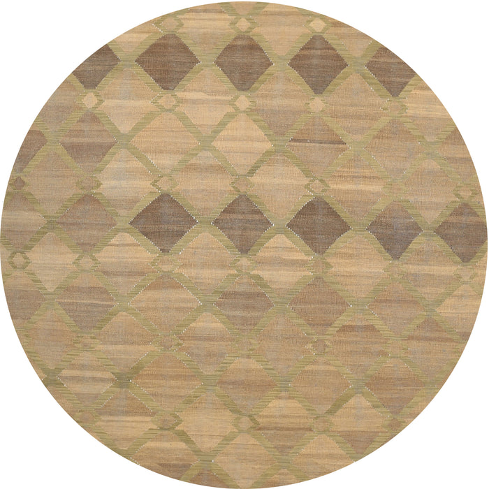 Round Contemporary Sand Brown Southwestern Rug, con766