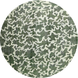 Round Machine Washable Contemporary Dark Olive Green Rug, wshcon771