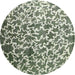 Round Contemporary Dark Olive Green Modern Rug, con771