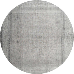 Round Machine Washable Contemporary Pale Silver Gray Rug, wshcon772