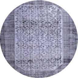 Round Machine Washable Contemporary Blue Gray Rug, wshcon776