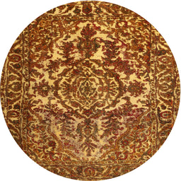 Round Contemporary Orange Modern Rug, con777