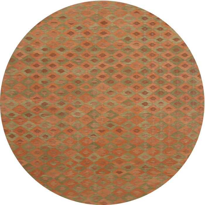 Round Machine Washable Contemporary Orange Red Rug, wshcon786