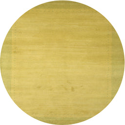 Round Machine Washable Contemporary Deep Yellow Rug, wshcon789