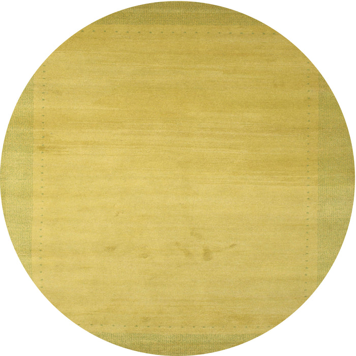 Round Machine Washable Contemporary Deep Yellow Rug, wshcon789