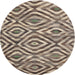 Round Contemporary Tan Brown Southwestern Rug, con792