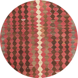 Round Machine Washable Contemporary Orange Rug, wshcon793