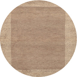 Round Contemporary Orange Brown Modern Rug, con795