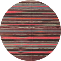 Round Contemporary Saffron Red Southwestern Rug, con798