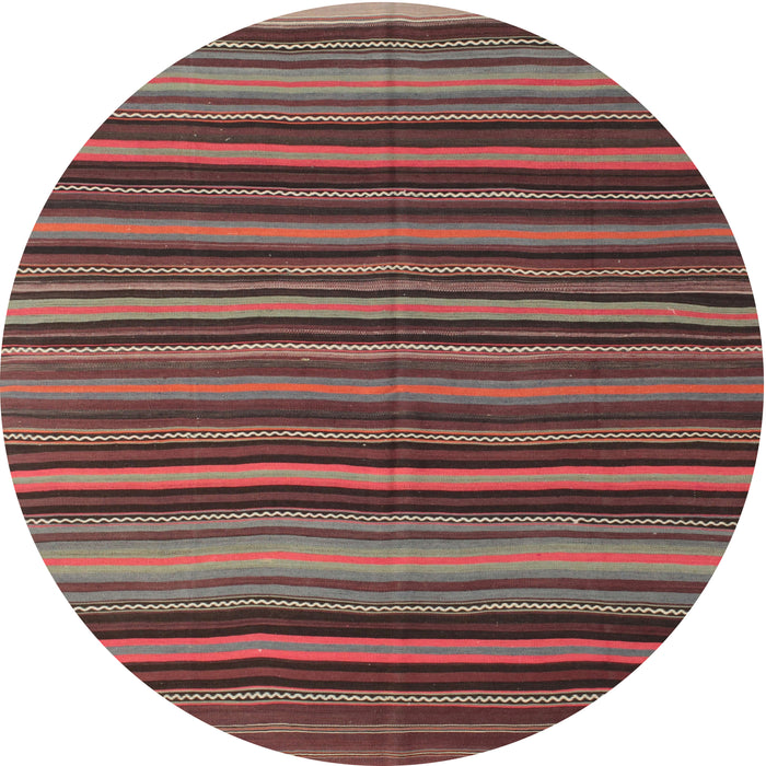 Round Contemporary Saffron Red Southwestern Rug, con798