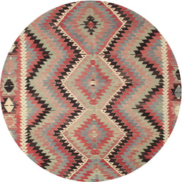 Round Contemporary Camel Brown Southwestern Rug, con799