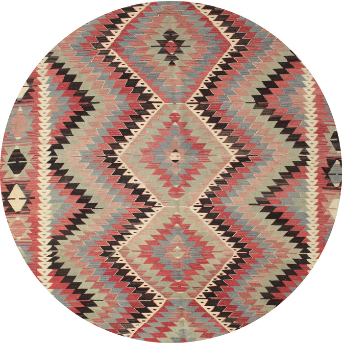 Round Contemporary Camel Brown Southwestern Rug, con799