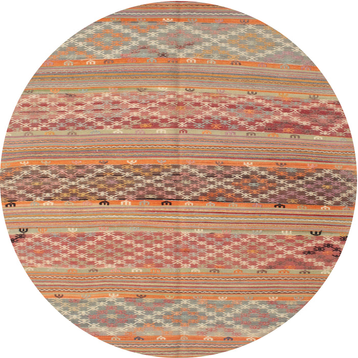 Round Contemporary Orange Southwestern Rug, con803