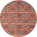 Round Contemporary Camel Brown Oriental Rug, con806