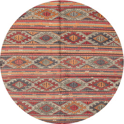 Round Machine Washable Contemporary Brown Red Rug, wshcon808