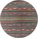 Round Contemporary Khaki Green Southwestern Rug, con816