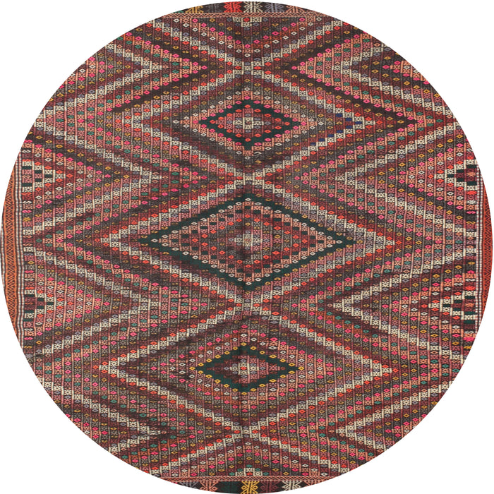 Round Contemporary Dark Almond Brown Oriental Rug, con820