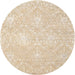 Round Machine Washable Contemporary Deep Peach Orange Rug, wshcon825