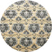 Round Contemporary Brown Modern Rug, con826